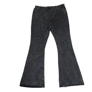 No Boundaries Denim Jeans Junior's 15-17 Pull On Flared Leg Black Acid Wash Pant